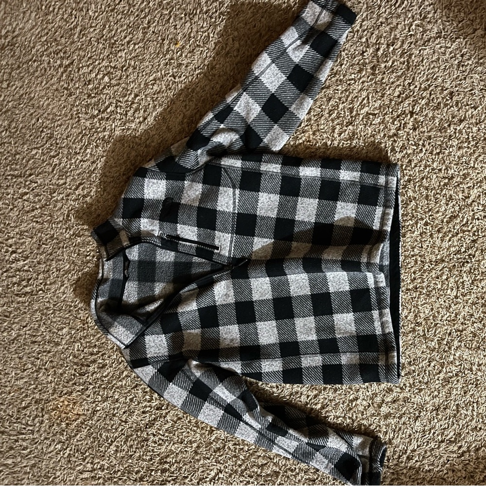 Men’s Large The North Face Plaid Tartan Grey & Black Quarter Zip Jacket